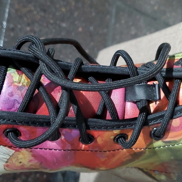 WOMENS WATERCOLOR COMBAT BOOTS ART COLORFUL PRINT SIZE 9 Eclectic Art Deco Maxim - Picture 8 of 10